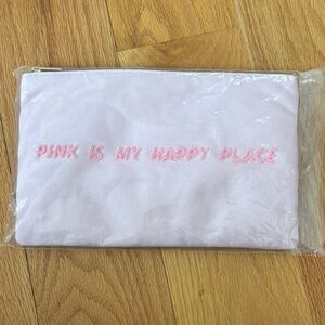 'Pink Is My Happy Place' Zipper Cosmetic Toiletries Pouch